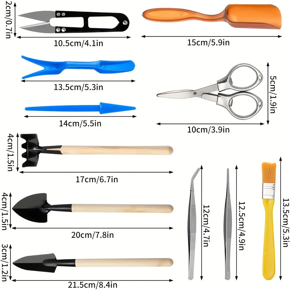 12 Pcs Plant Garden Tools Set  Succulents Potted Plants Seedling Starter Spade Pruning Tweezers Scissors