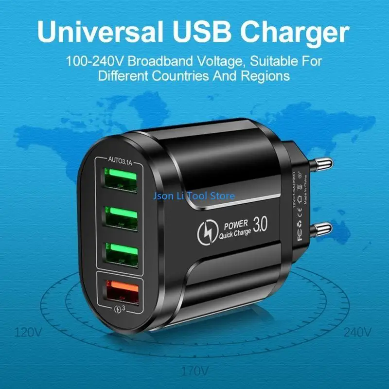 Y08D EU/Reino UU. Múltiple USB Wall Mini Outlet Adaptador USB 4Port USB TIPLE