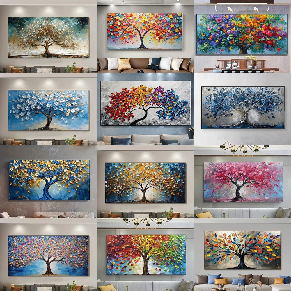 Abstract Colorful Tree of Life Canvas Paintings Print Tree Posters Modern Wall Arts Decor Pictures,Home Bedroom Decor,Gift