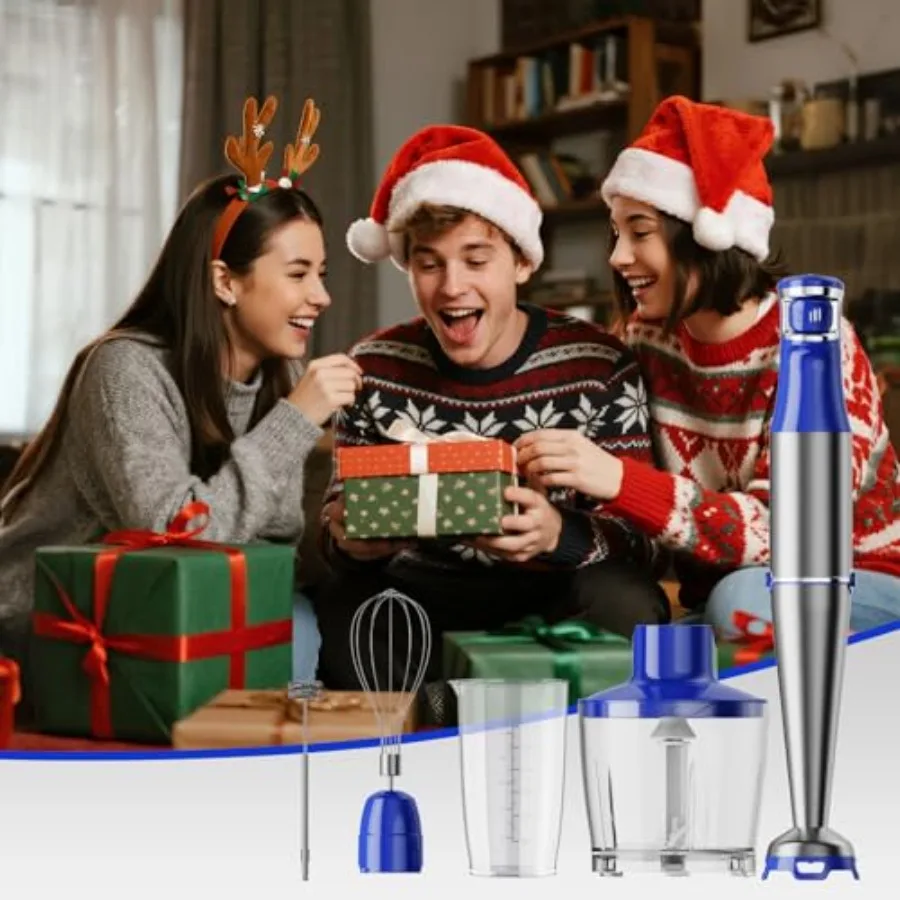 Immersion Blender Handheld Corded Hand Blenders Set 1100W Trigger Variable Speed 5 in 1 Stick Emulsifier with Chopper Whisk and