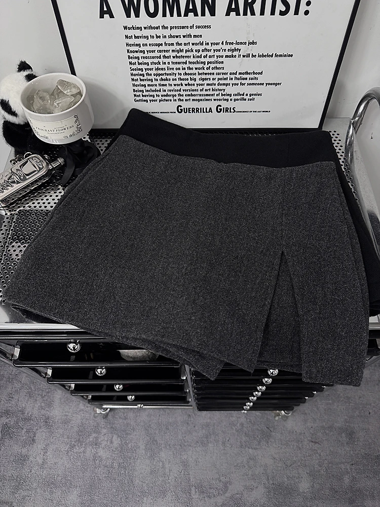 

ay A-Line Skirt with Side Slit by Euro Design Low Waist Simple Versatile Slimming Skirt for Autumn Winter Ci Commuting