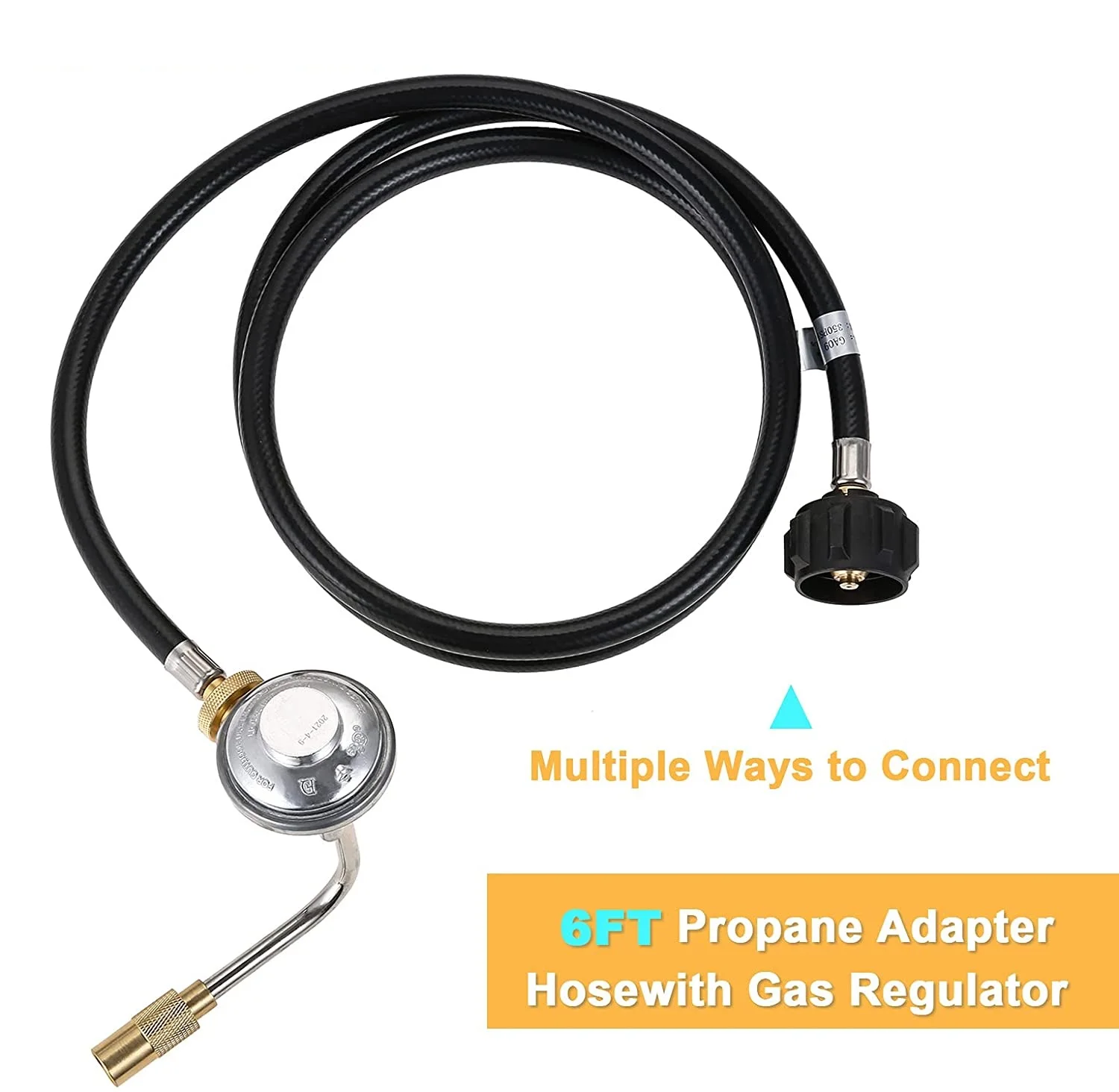 6 Feet Propane Adapter Hose + Gas Regulator 1lb to 20lb Converter fits Blackstone 17