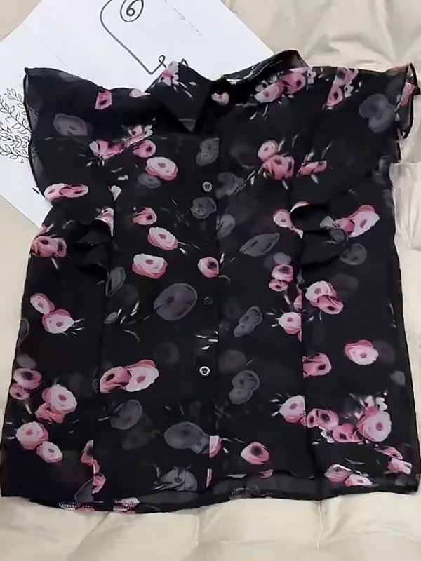 

Ele Lady Design, новинка лета, свободный утягивающий цветочный светильник irt Flng Sve, повседневный воротник-стойка для поездок на работу, без бренда