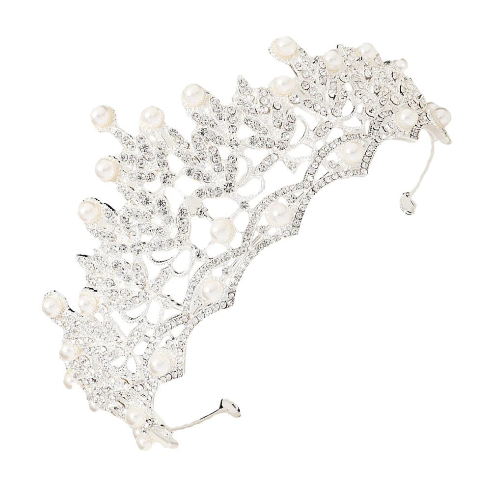 

1pc Pearl Bridal Tiara Rhinestone Crown Hair Jewelry Wedding Headwear Lightweight Silver Women Head Decor Female Gift Headband