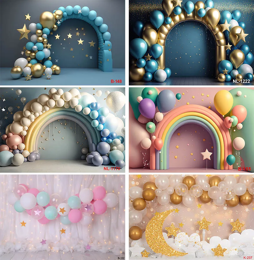 

Photography Background Arch Blue Gold Balloons Stars Boy Birthday Party Cake Smash Portrait Decor Photo Backdrop Studio