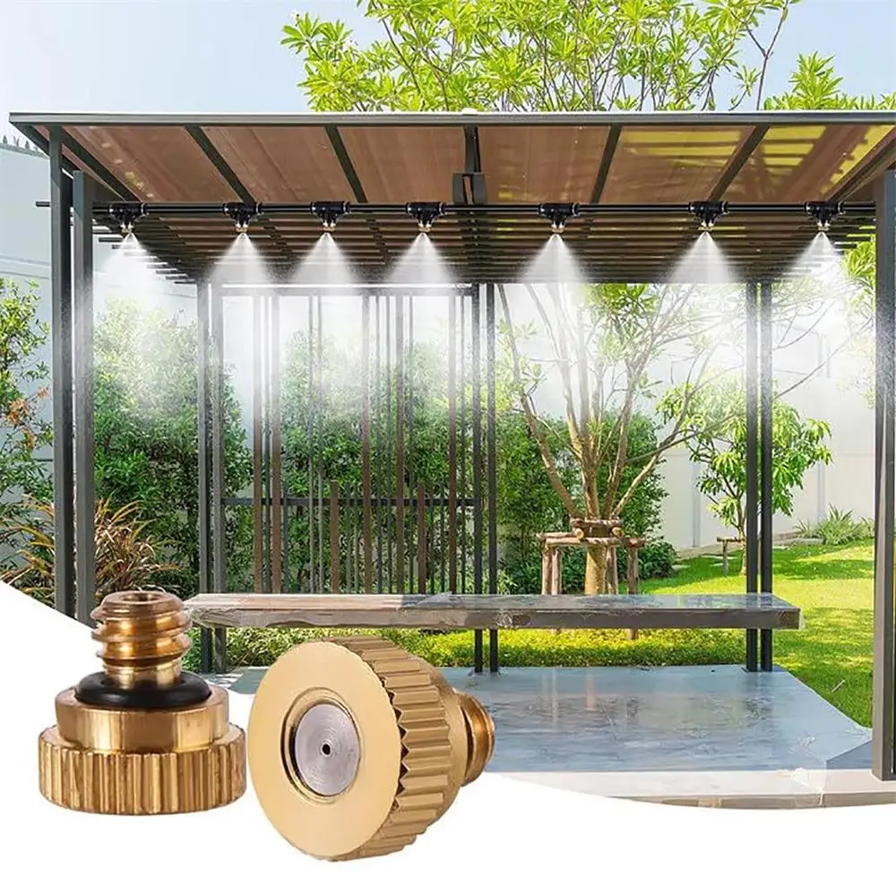 Lot de 10 buses de brumisation en laiton de 0,2/0,3/0,4/0,5 mm pour système d'irrigation de jardin, serre, fleurs et plantes, pulvérisateurs atomisateurs de refroidissement extérieur