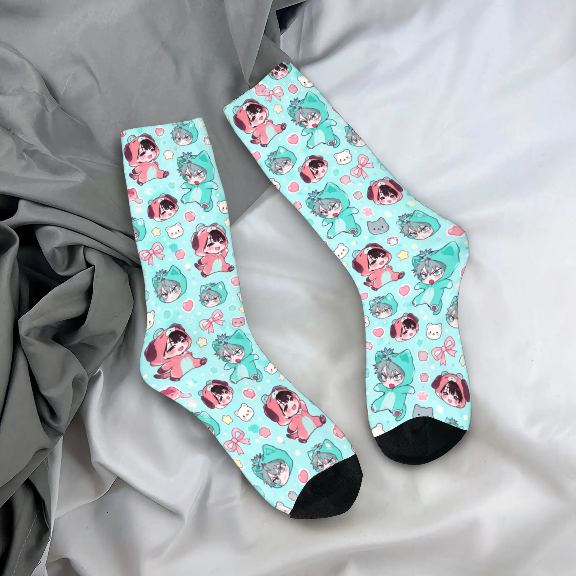 Alien Stage Chibi Socks Winter  Stockings Funny Women Men Medium Soft Socks Pattern Skateboard Non Slip Socks