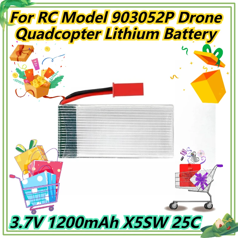 

3.7V 1200mAh X5SW 25C For RC Model 903052P Drone Quadcopter Lithium Battery