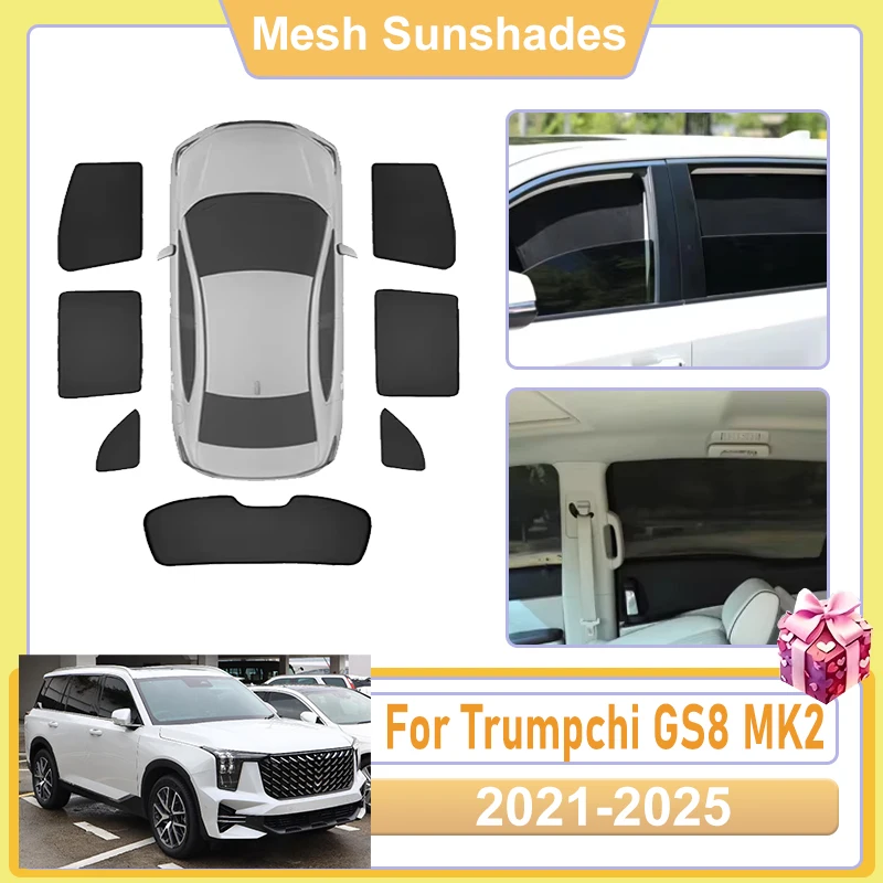 

For GAC Trumpchi GS8 Accessories MK2 2023 2024 2021-2025 Car Window Screen Sun Shades Covers Mesh light Shield Heat UV Protector