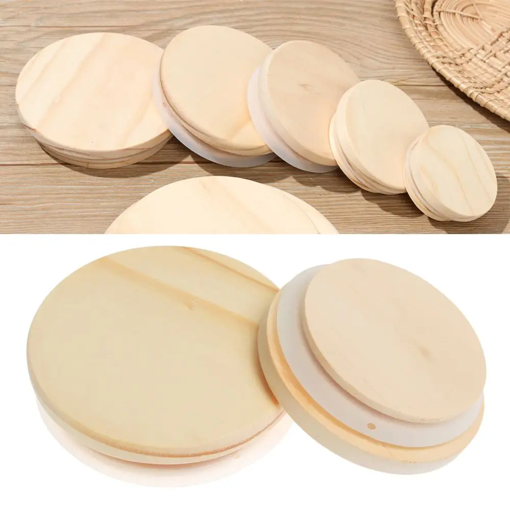 Various Sizes Reusable Wooden Kitchen Organization Bottle Sealing Caps Canning Storage Mason Jar Lid Wide Mouth Cover Wood Lids