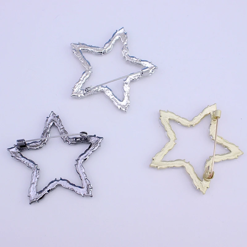 TANGTANG Heart Brooch Crystal Stone Bright Jewelry Accessories Star Brooch Pin For Women Romantic Bijoux Broach Wedding Pins