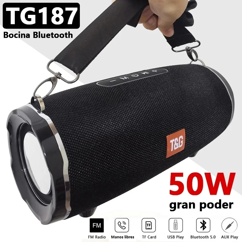 TG187 50W caja de som de alta potencia Altavoz Bluetooth columna portátil impermeable para PC altavoces de ordenador Subwoofer centro de música