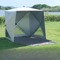 Quick Open 3-4 Person Beach Tent Silver Coated UV Protection Waterproof Camping Tent for Outdoor Picnic and Park Shelter