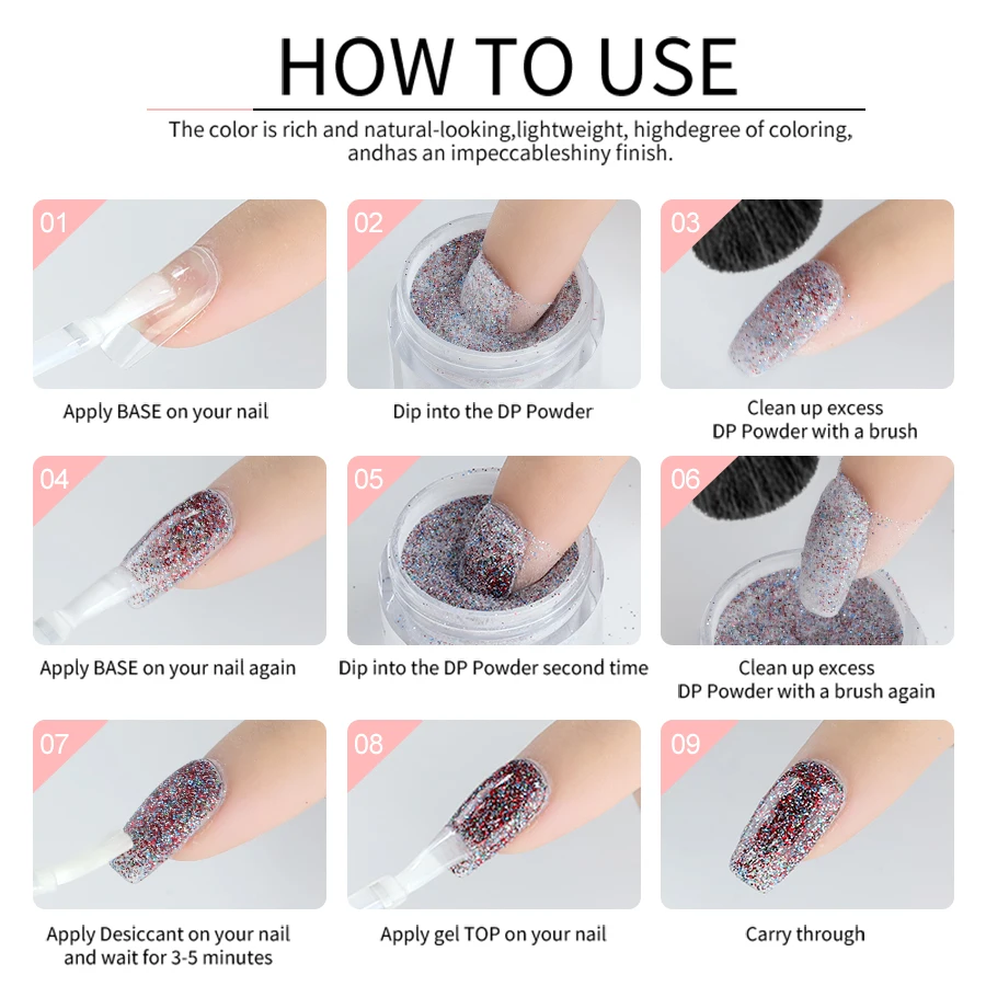 Dipping Nail Powder Set Dip Nail Set Dust Nail Art Natural Dry No Lamp nail supplies White Nude Nails Glitter Dipping System Kit