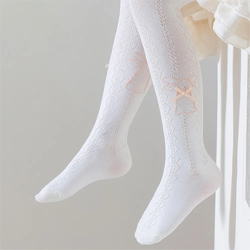 طفل جوارب طويلة الفتيات رقيقة نمط جوفاء شبكة طماق 0-12T أطفال جوارب طويلة الرقص الأبيض #2
