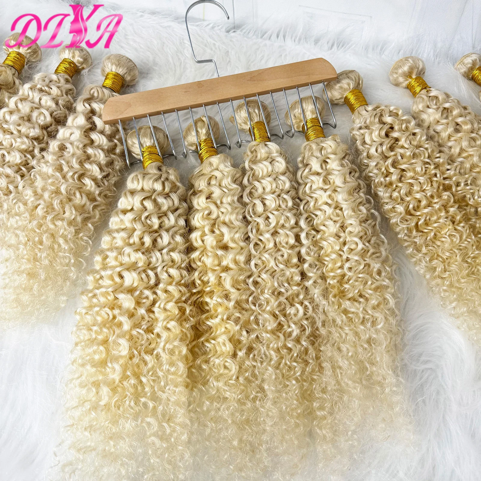 

12-26 Inches 613# Blonde Jerry Curly Human Hair Bundles 12A Deep Curly Brazilian Wet and Wavy Hair Weave Hir Extensions