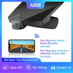 ARB 4K Car DVR for Hyundai Kona/Kona Electric 2018-2025 & Veloster/Veloster N 2019-2022, OEM Style Dash Camera WIFI APP LHD