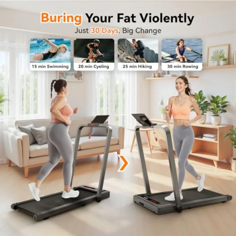 Portable Electric Treadmill for Home and Office Use Compact Folding Running Machine with 2.5HP Motor 300lbs Weight Capacity 15I