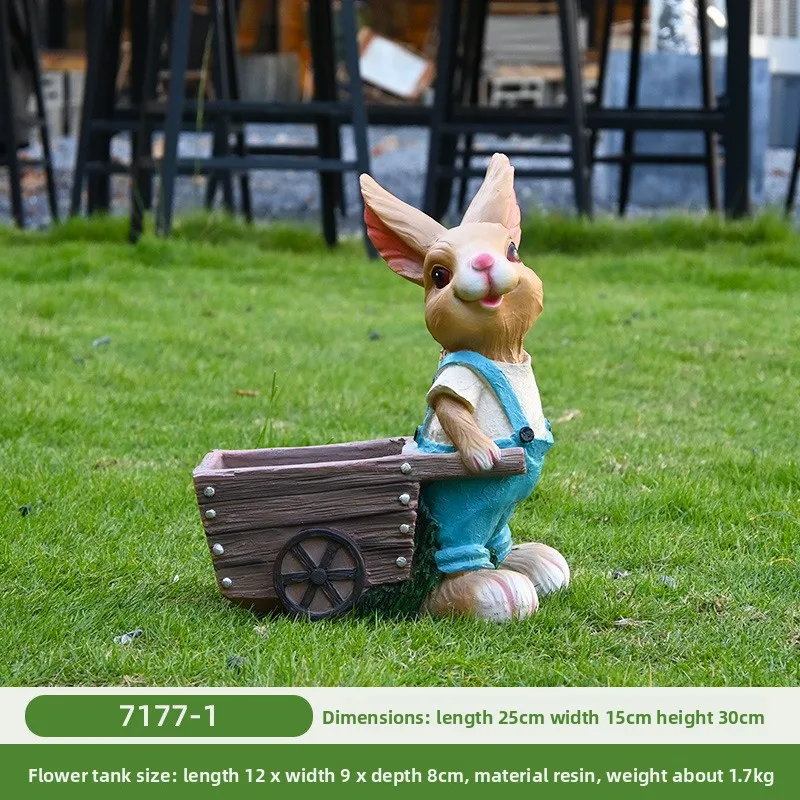 في الهواء الطلق أرنب زهرة اسطوانة غريب الأطوار الحيوان زارع لحديقة ديكور الكرتون النحت لحديقة فناء المناظر الطبيعية حلية #4