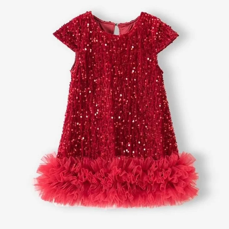 

Girls Sequin Dress Kids Fluffy Birthday Formal Prom Dresses Evening Gown for Summer Princess Girls Costumes