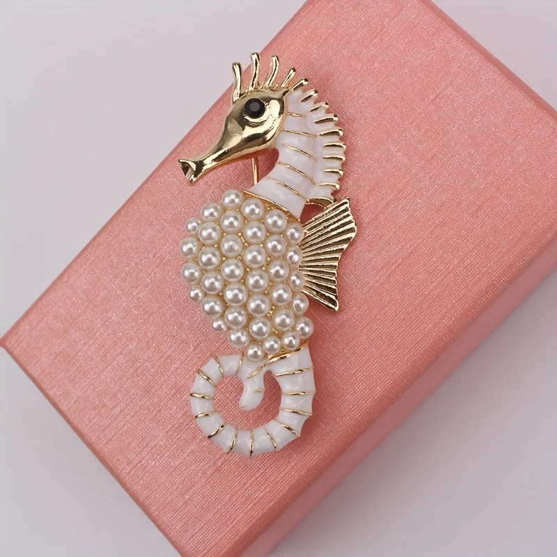 full diamond seahorse brooch marine creature pins women's clothing accessories
