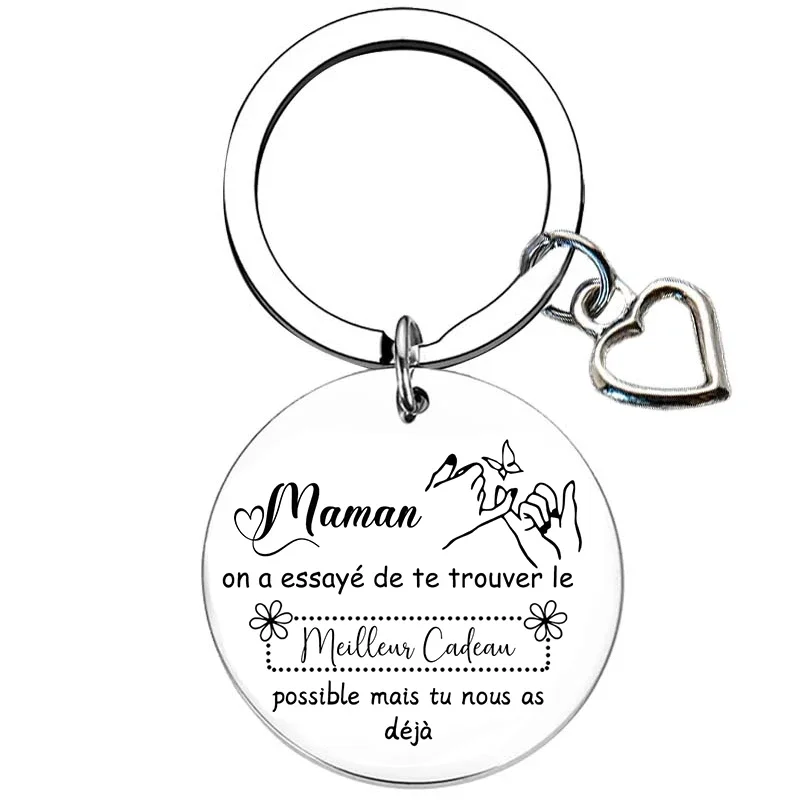 French Happy Birthday Mom Keychain Keyring Gifts from Daughter Son Mom Birthday Christmas Gift for Mother