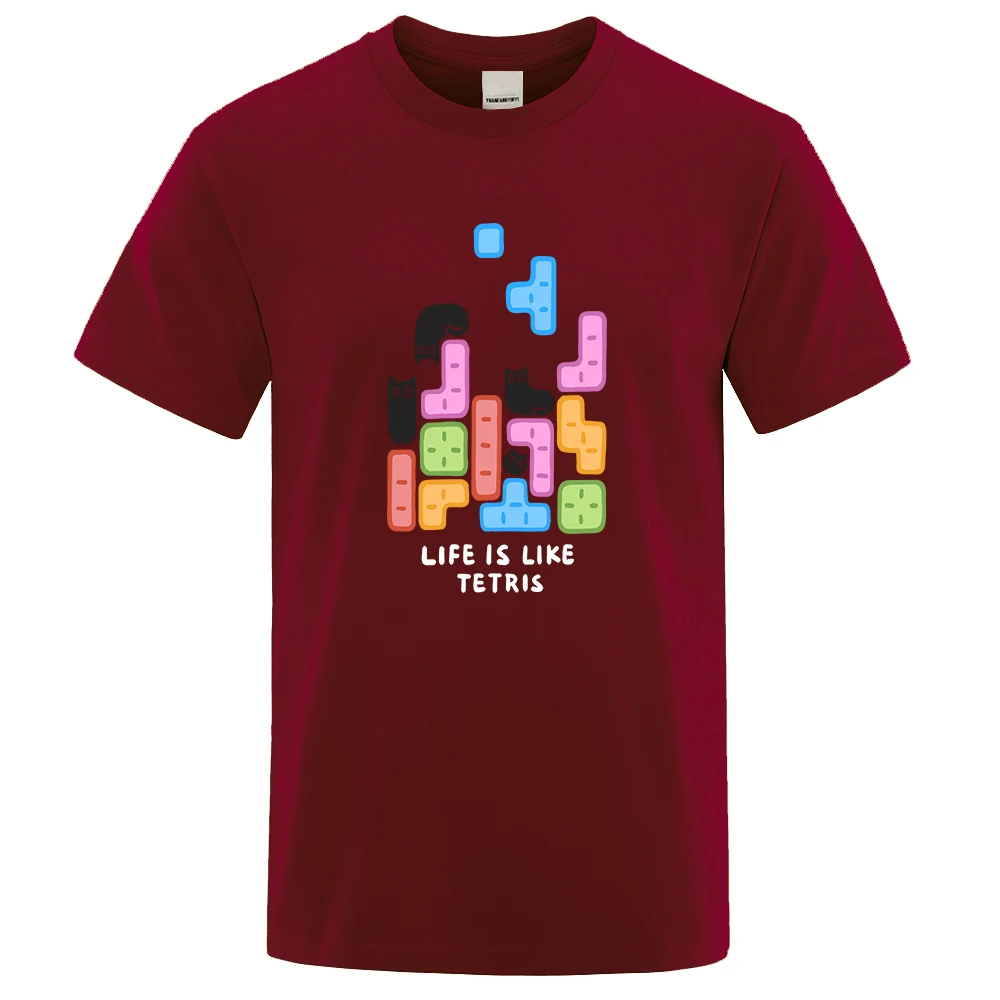 Life Is Like Teteis T-Shirts Herren Baumwolle Casual T-Shirt Atmungsaktive Sommermode Sportbekleidung Unisex Übergroße Rundhalskleidung