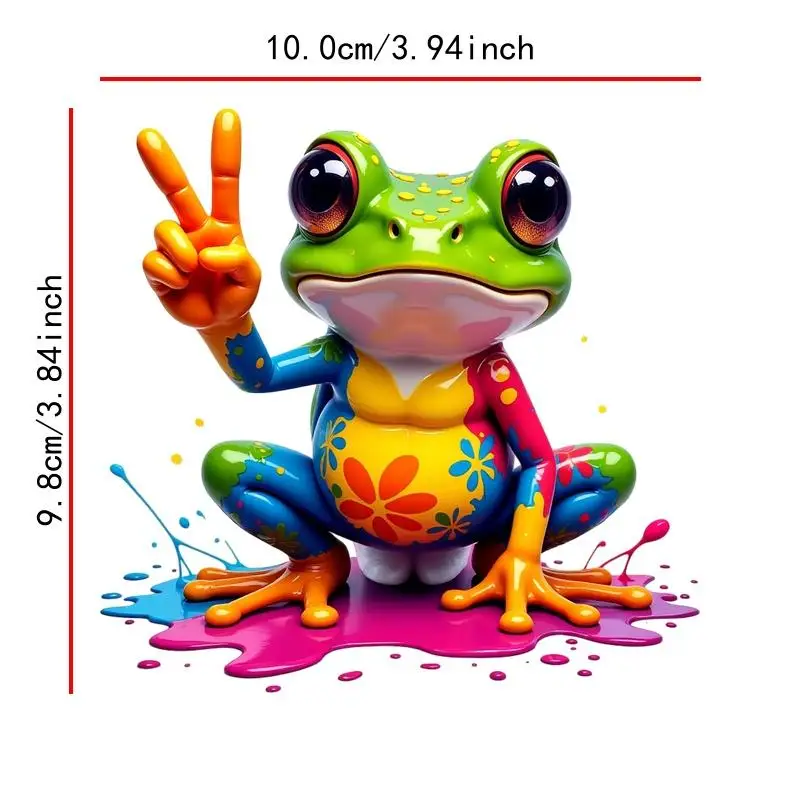 Autocollants 2D plats en PVC représentant une grenouille vibrante et artistique, idéale pour les véhicules et autres surfaces