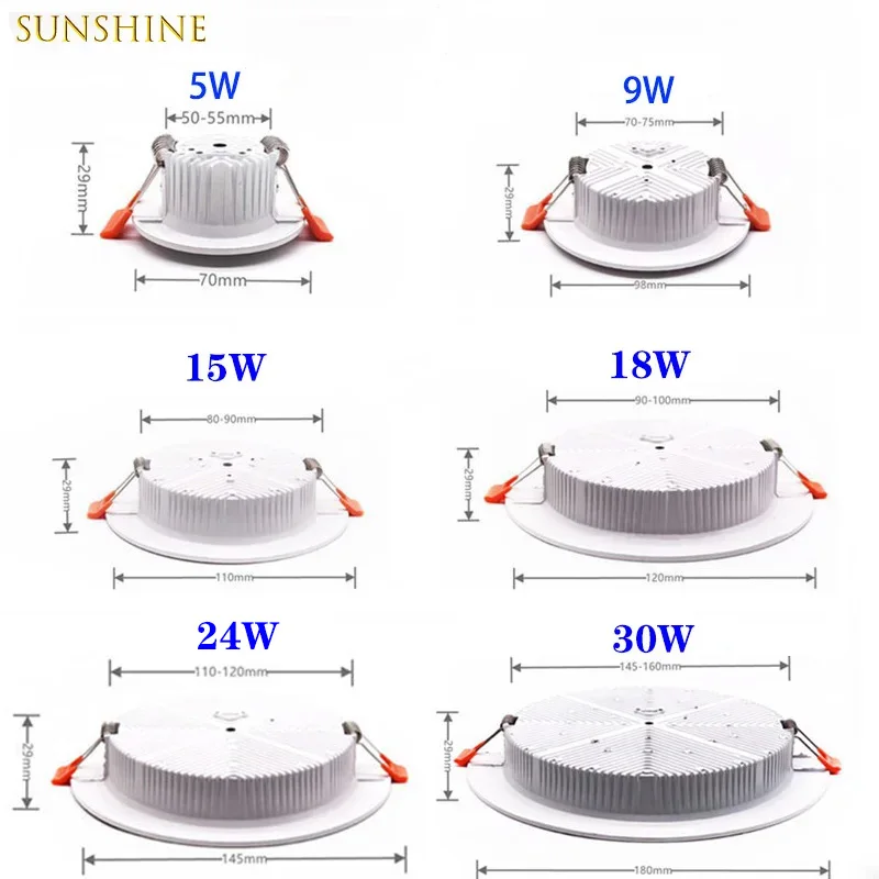 Imagem -06 - Iluminação Interior 110v240v 5w 7w 9w 12w 15w Lâmpada do Teto Led Ultrafino Downlight Branco Quente Neutro 18w 25w 10 Peças