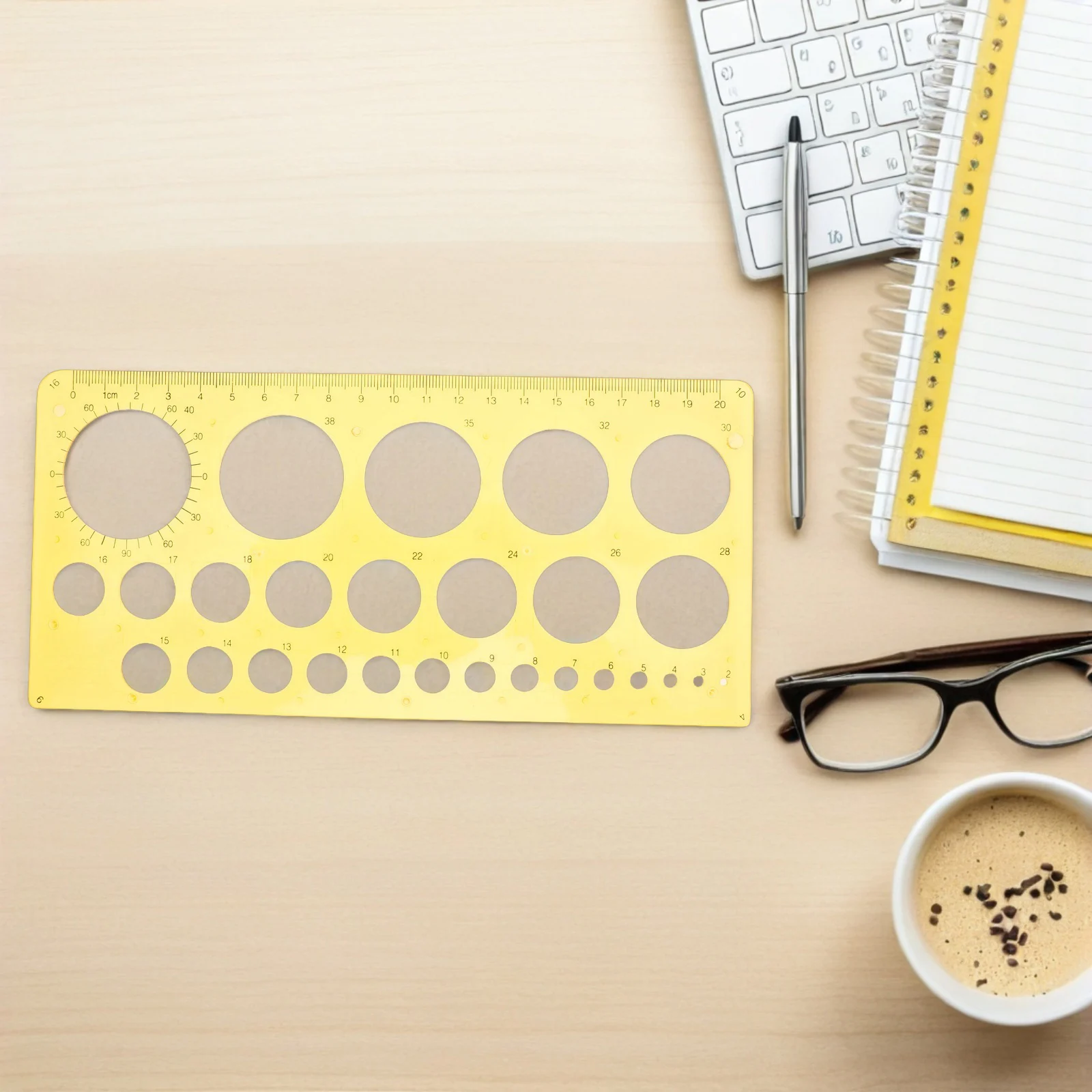 

Plastic Circle Template Ruler Yellow 5-Piece Set Accurate Measuring Scale for Electricians Designers Architects Drawing Drafting