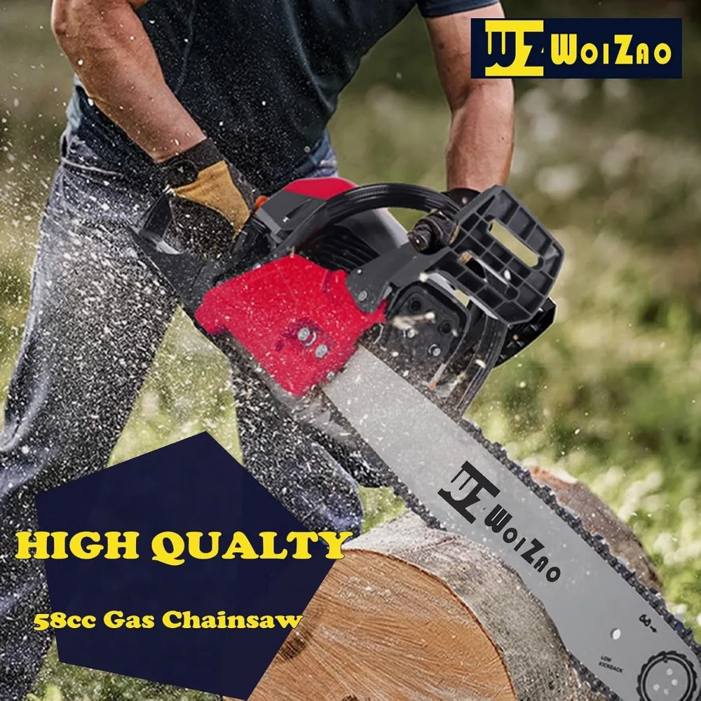 58CC Dual Bar Gas Chainsaw for Wood Cutting - Outdoor, Garden, and Farm Use