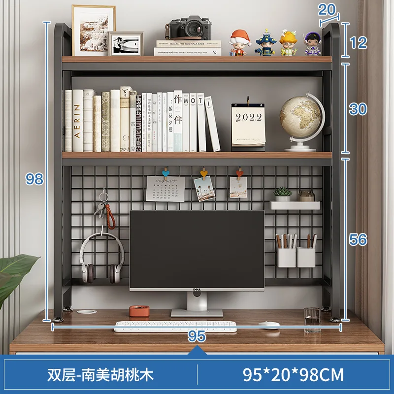 New Desktop Wire-Wrap Board Wrought Iron Bookcase Desk Shelf Dormitory Layered Storage Rack Desk Household Organization E-sports