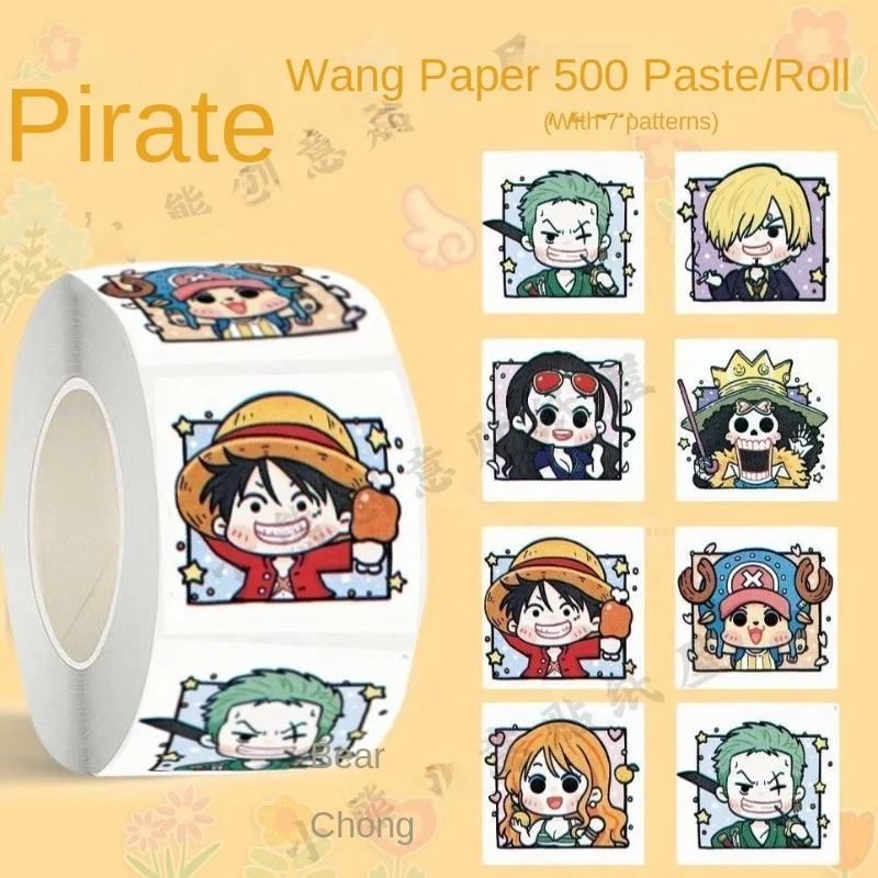 500 stickers/roll anime One Piece peripheral roll stickers Luffy Chopper decorative gift packaging sealing stickers wholesale