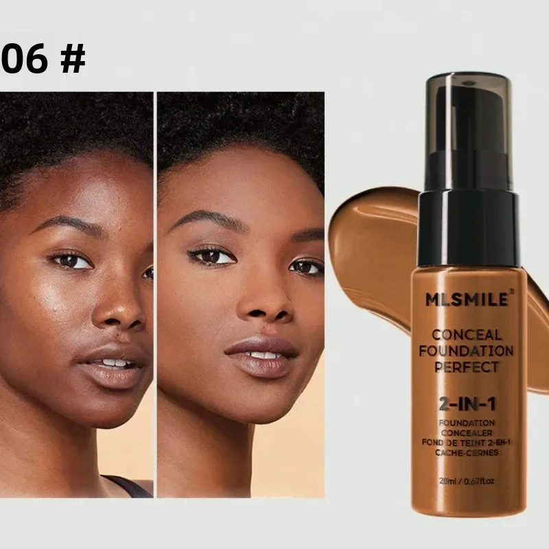 Crema per fondotinta liquido 2 in 1 Copertura impermeabile per il controllo dell'olio Crema base per l'acne Trucco Idrata Correttore opaco Cosmetico CO:06