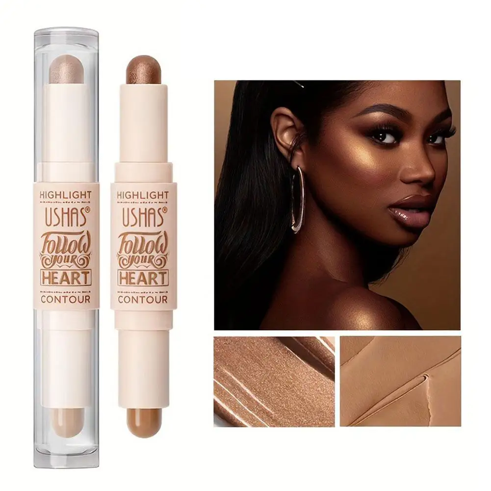 2 In 1 Shimmer Bronzers Contour Stick Waterdichte Multifunctionele Concealer Markeerstift Vormgegeven Gezicht Pen Schaduw Illuminator Mo G2t4