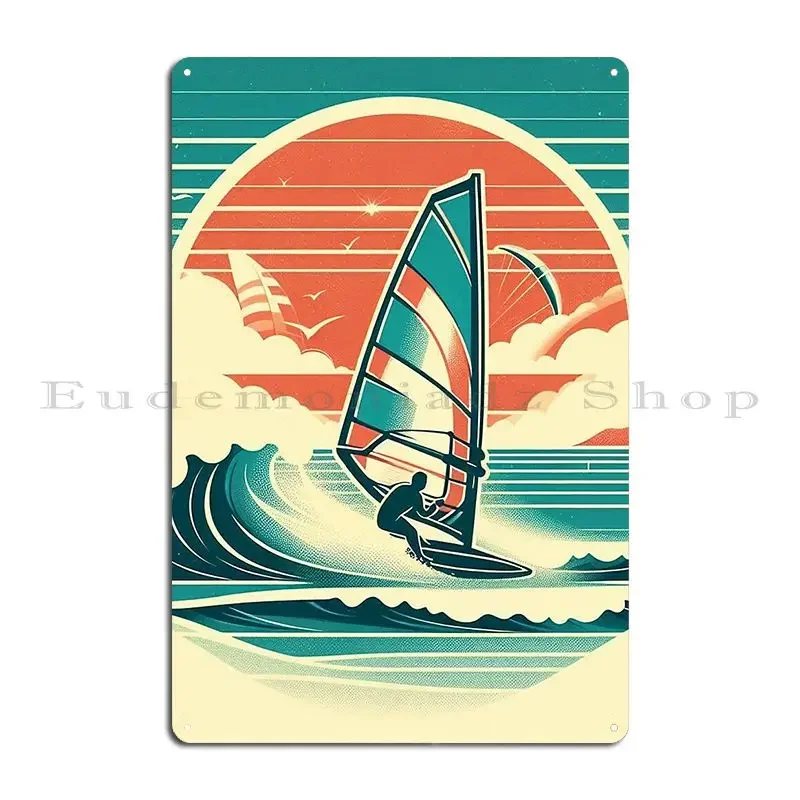 Windsurfing Metal Sign Mural Kitchen Character Wall Decor Club Tin Sign Poster
