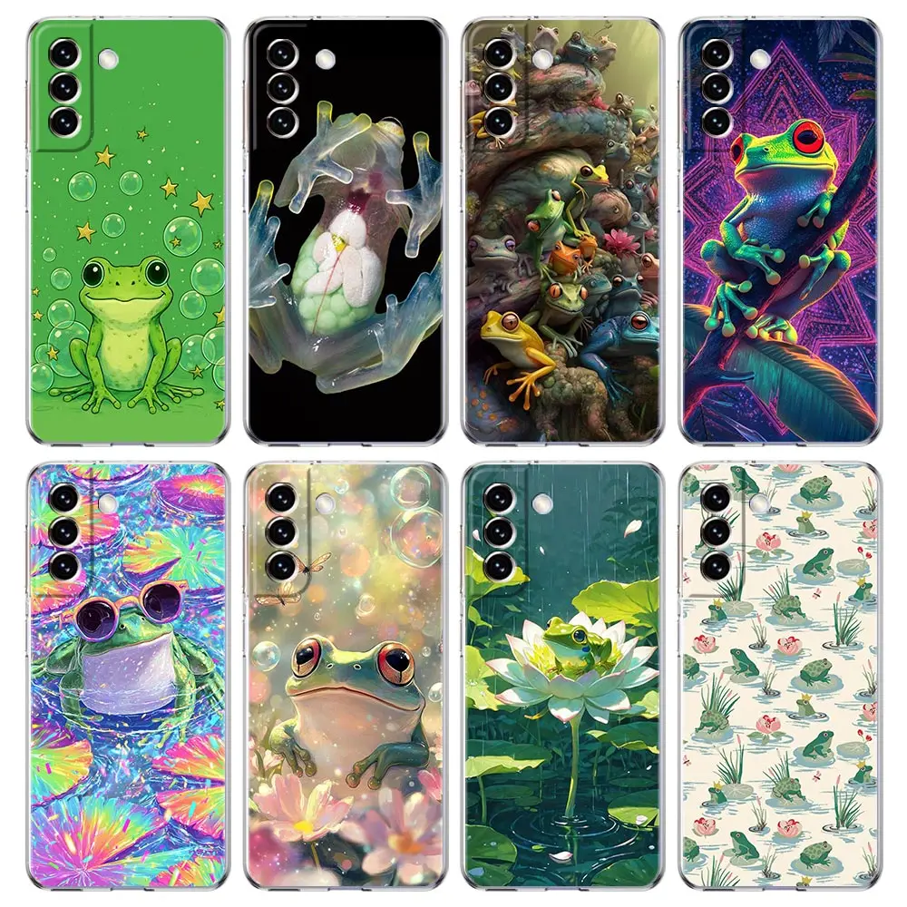 Coque transparente pour Samsung Galaxy S26 S25 S24 S23 S22 S21 S20 FE Ultra S25 Edge S10 Plus 5G, étui de téléphone avec imprimé grenouille réaliste