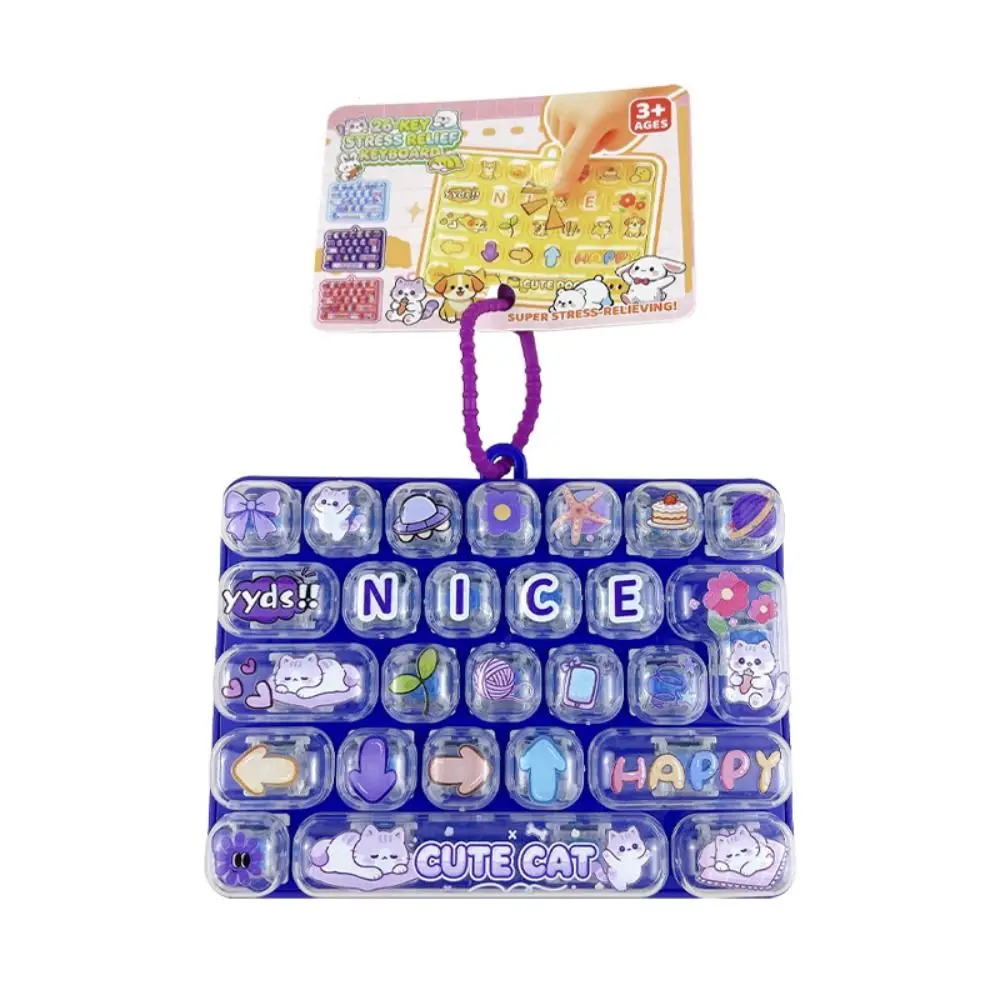 Animals 26 Keys Keyboard Keychain Cartoon Clicker Sound Keyboard Clicker Keychain Portable Creative Fingertip Button Keyring