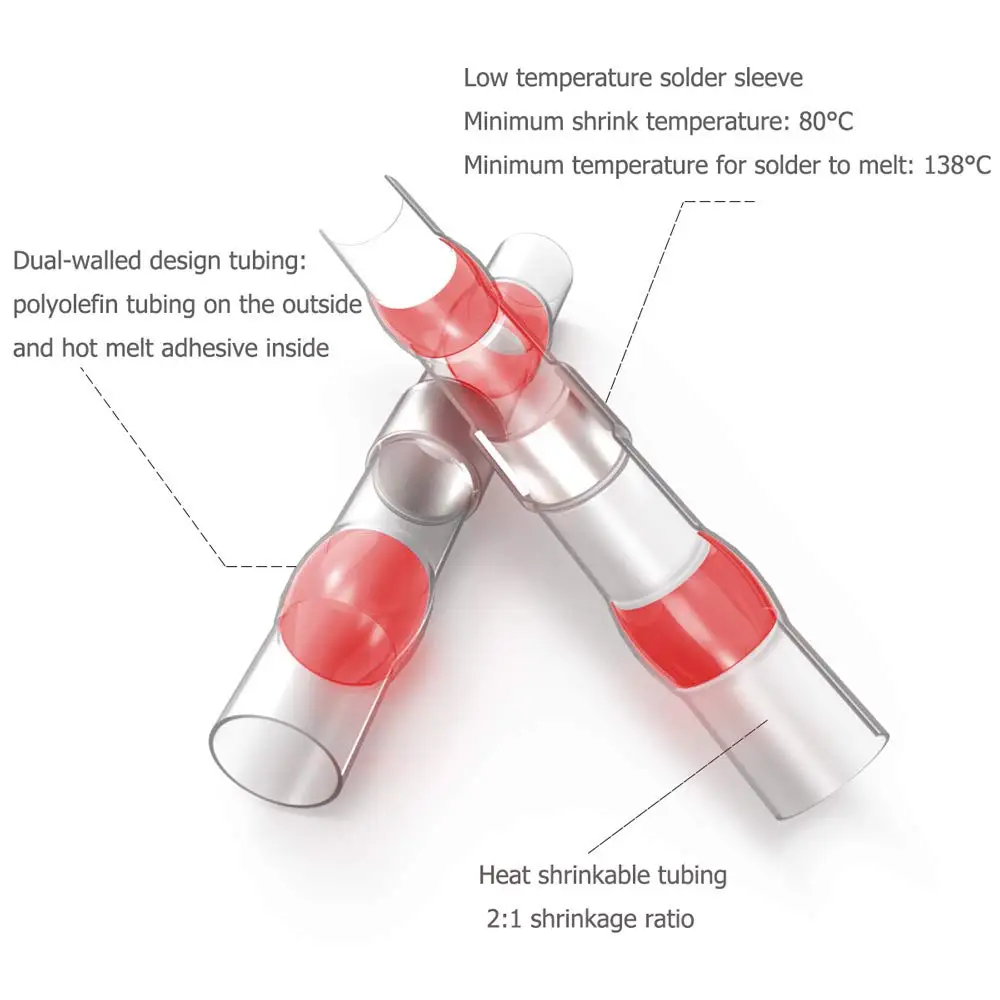 101PCS Heat Shrink Soldering Sleeve Insulated Waterproof Electrical Butt Splice Wire Butt Connectors Terminals