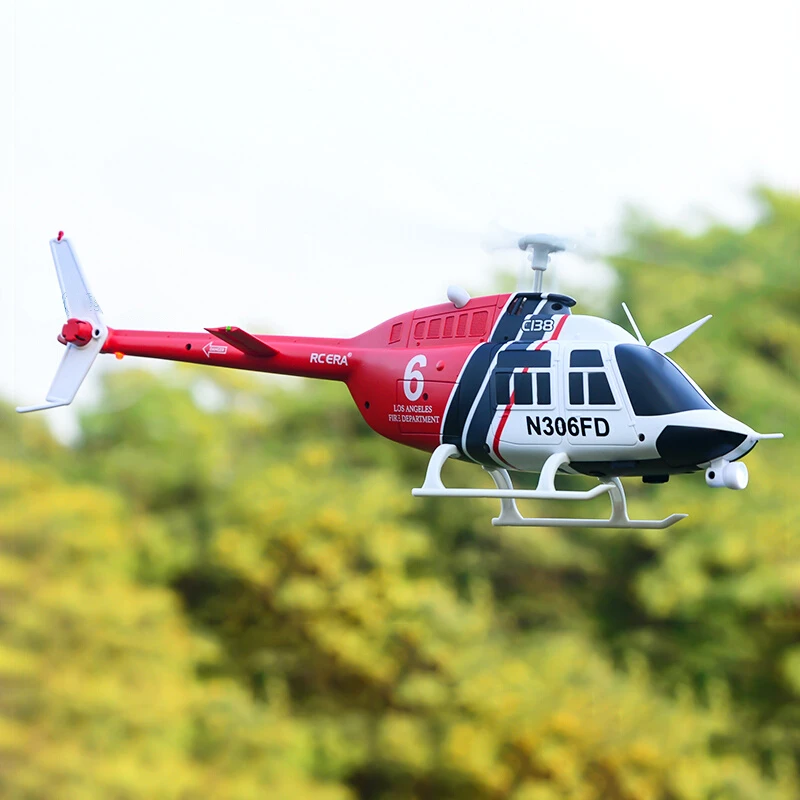 C138 RC เฮลิคอปเตอร์ 4 ช่องใบพัดเดี่ยวจําลองรีโมทคอนโทรลเครื่องบิน Bell 206 เฮลิคอปเตอร์รุ่น