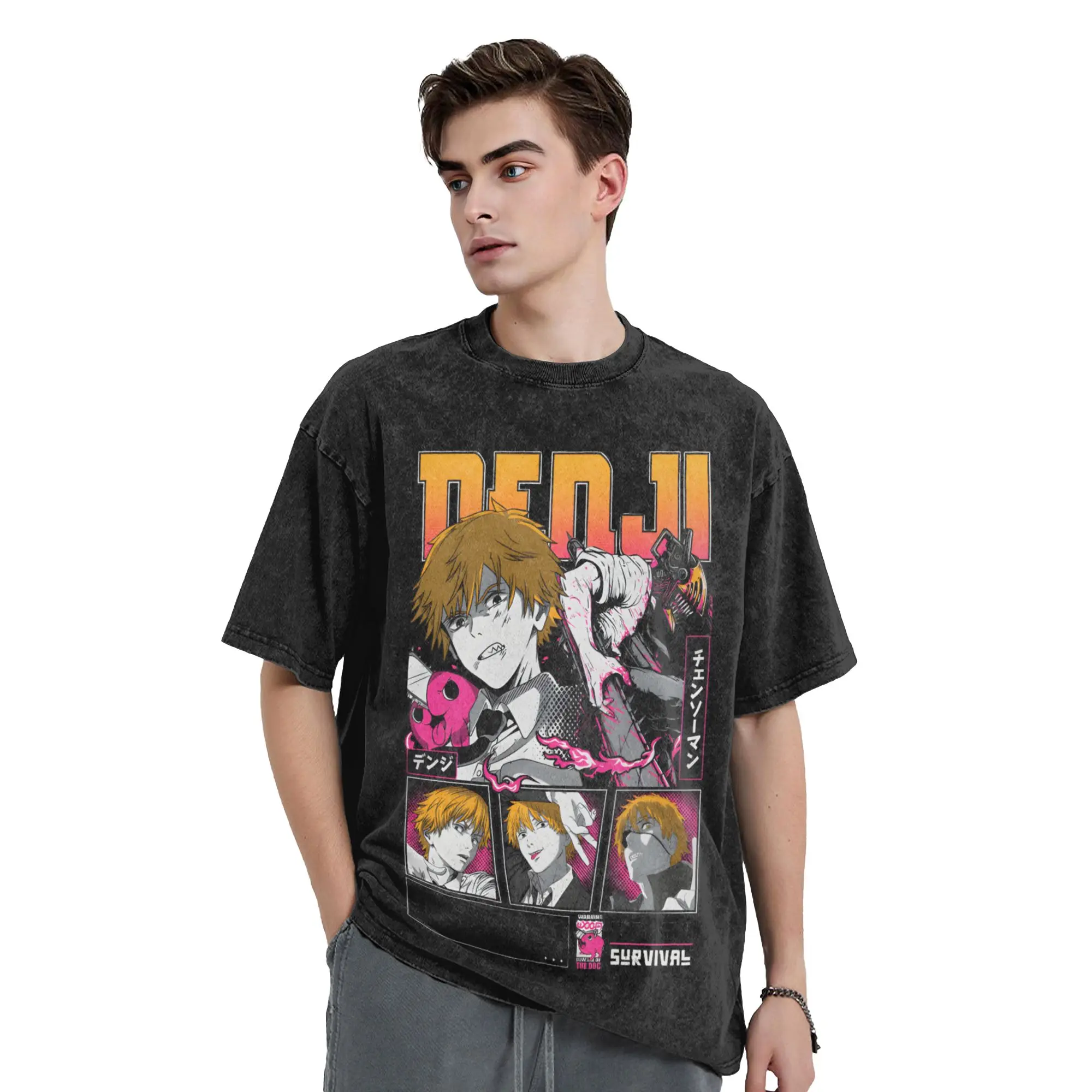 Chainsaws Man T Shirt Summer Denji Vintage T Shirts Cotton Trendy Cool Tshirt For Men Short Sleeve Loose Tees
