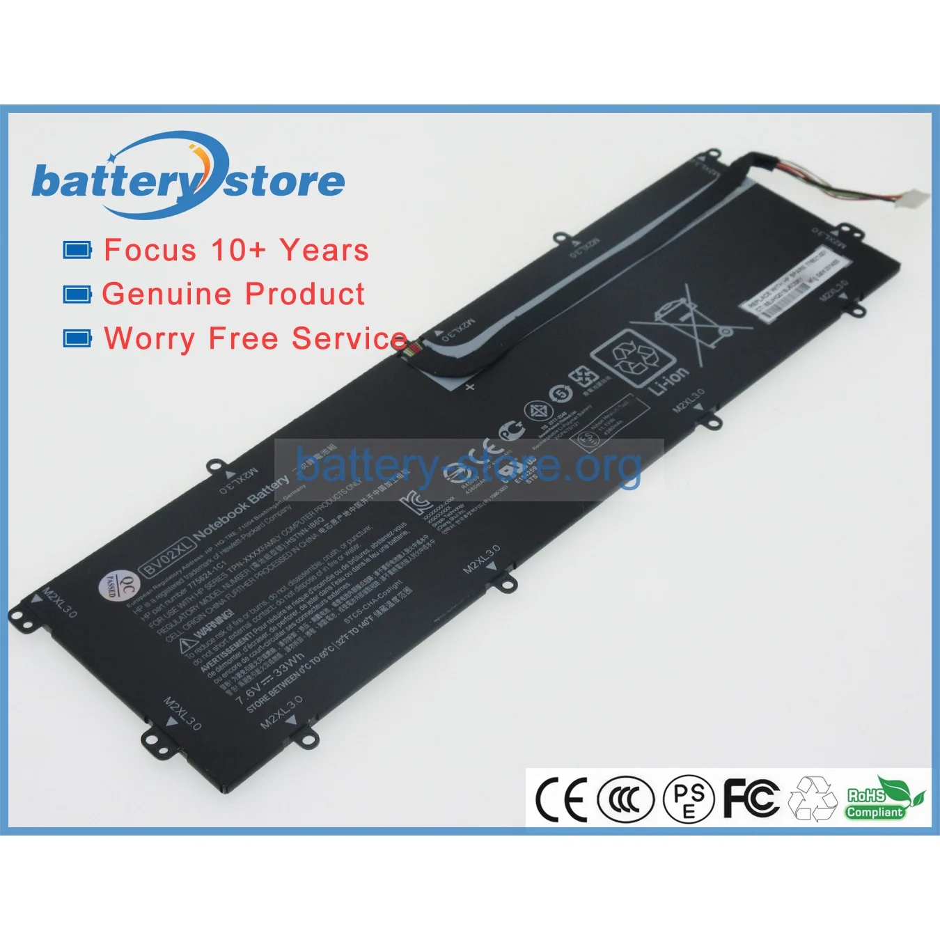 Genuine laptop batteries for BV02XL,HSTNN-IB6Q,776621-001,775624-121,BV02033XL,X2 13-J020CA,X2 13-J000NA,7.6V,4 cell