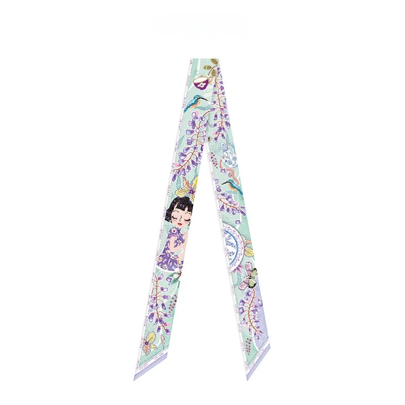 

Zoe Land New Chinese Style Silk Scarf Real Silk Silk Shawl Scarf Shoulder Wrap Hairband Digital Spray Painting Decor...