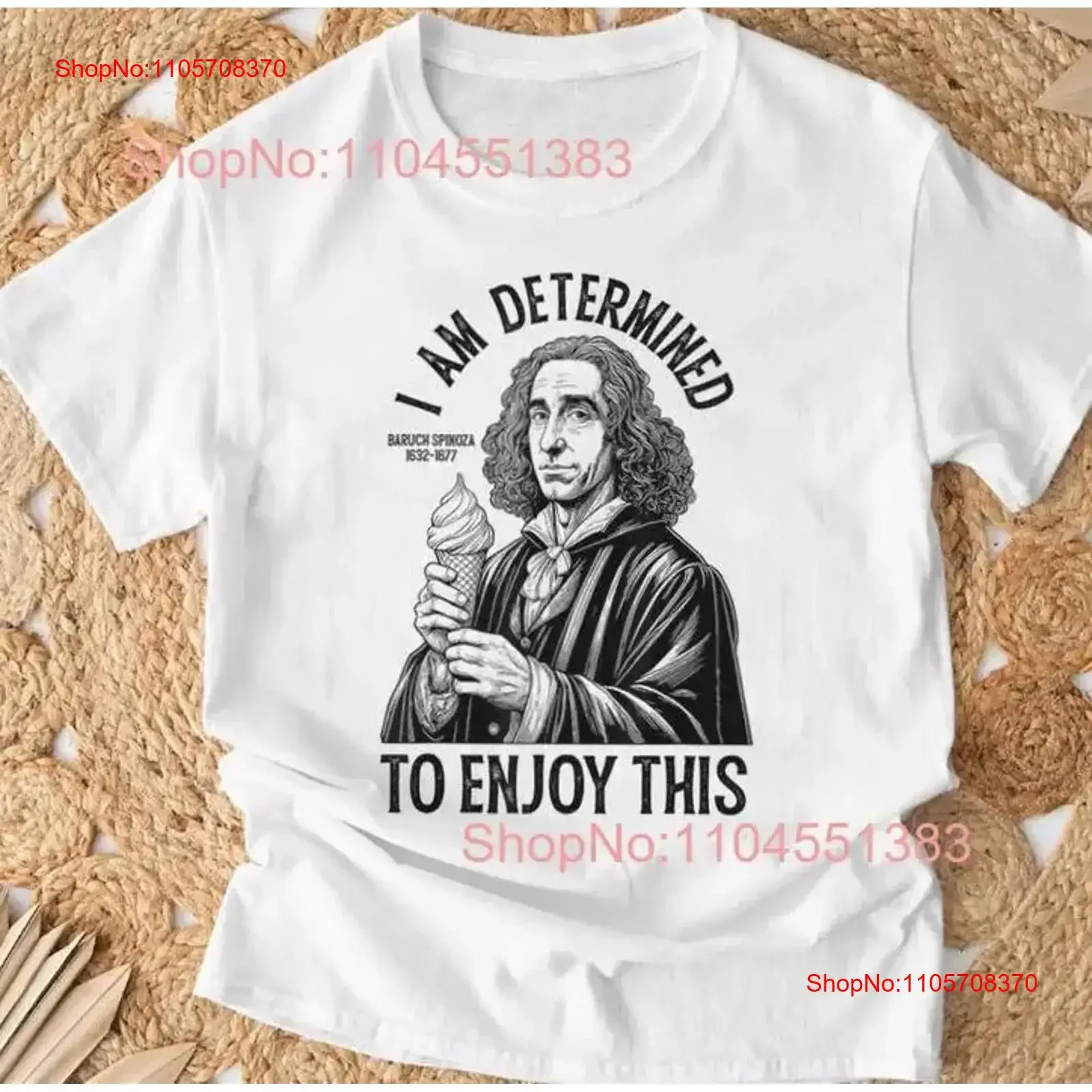 Philosophy Spinoza Determinism Ice Cream Philosopher T Shirt Size S 5XL vintage Washed homme Soft Stretched Slightly streetwear