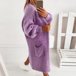 Warm Sweater Coat Winter Long Female Ladies Leisure All Match Cardigan Coat  Casual Cardigan Skin-friendly