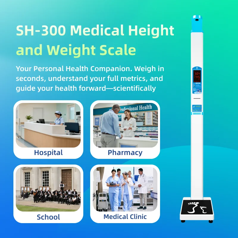 SH-300 Ultrasonic Height And Weight Machine Customized Support Height Weight Scale