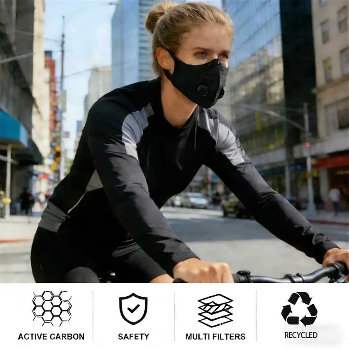 【COUNTDOWN DEAL】 Reusable Sport Mask with 8 Activated Carbon Filters, Dustproof for Outdoor Activities