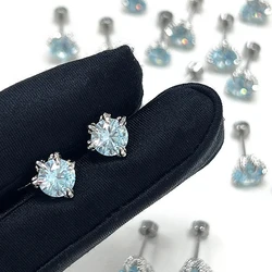1PCS Classical Shiny Blue Zircon Dragon Claw 316L Stainless Steel Ear Bone Nail Earrings for Women Punk Y2K Style Jewelry