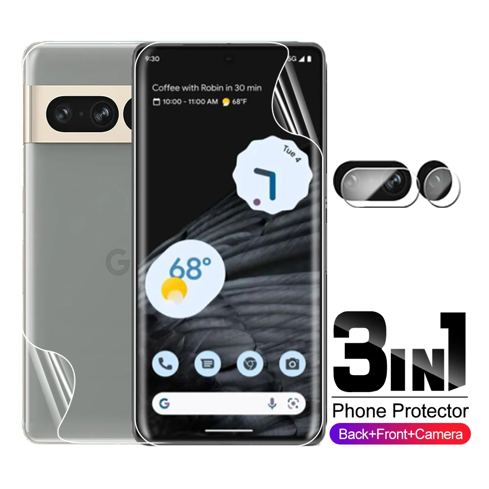 3in1 حامي عدسة الكاميرا هيدروجيل فيلم لجوجل بكسل 7 برو بكسل 7 7pro Pixel7pro 6.7 بوصة واقي للشاشة الأفلام GP4BC