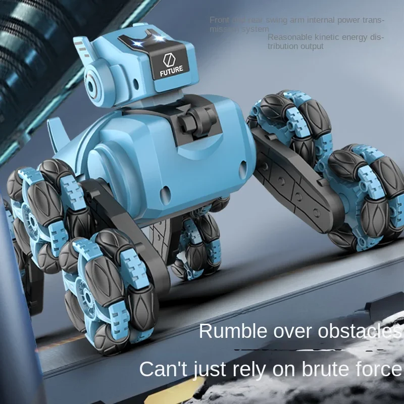 Robot Rc à double contrôle, voiture de cascade télécommandée avec lumière, chiens mécaniques radiocommandés intelligents, jouet pour garçons, cadeau pour enfants